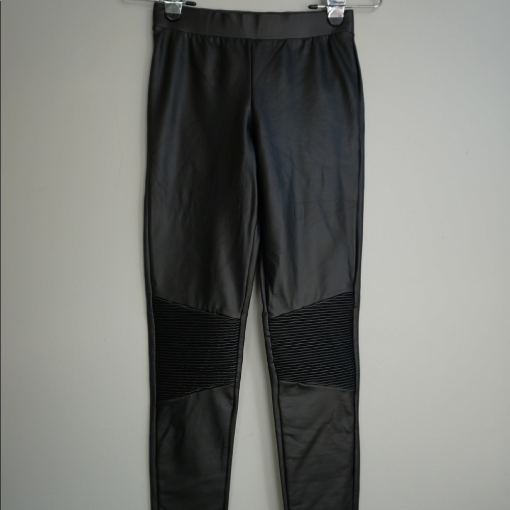 Italian fleece lined faux leatherette leggings